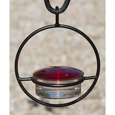Best Small Hanging Hummingbird Feeder - Beautiful Glass & Decorative Metal Design - Attracts Hummers Like Crazy - 100%