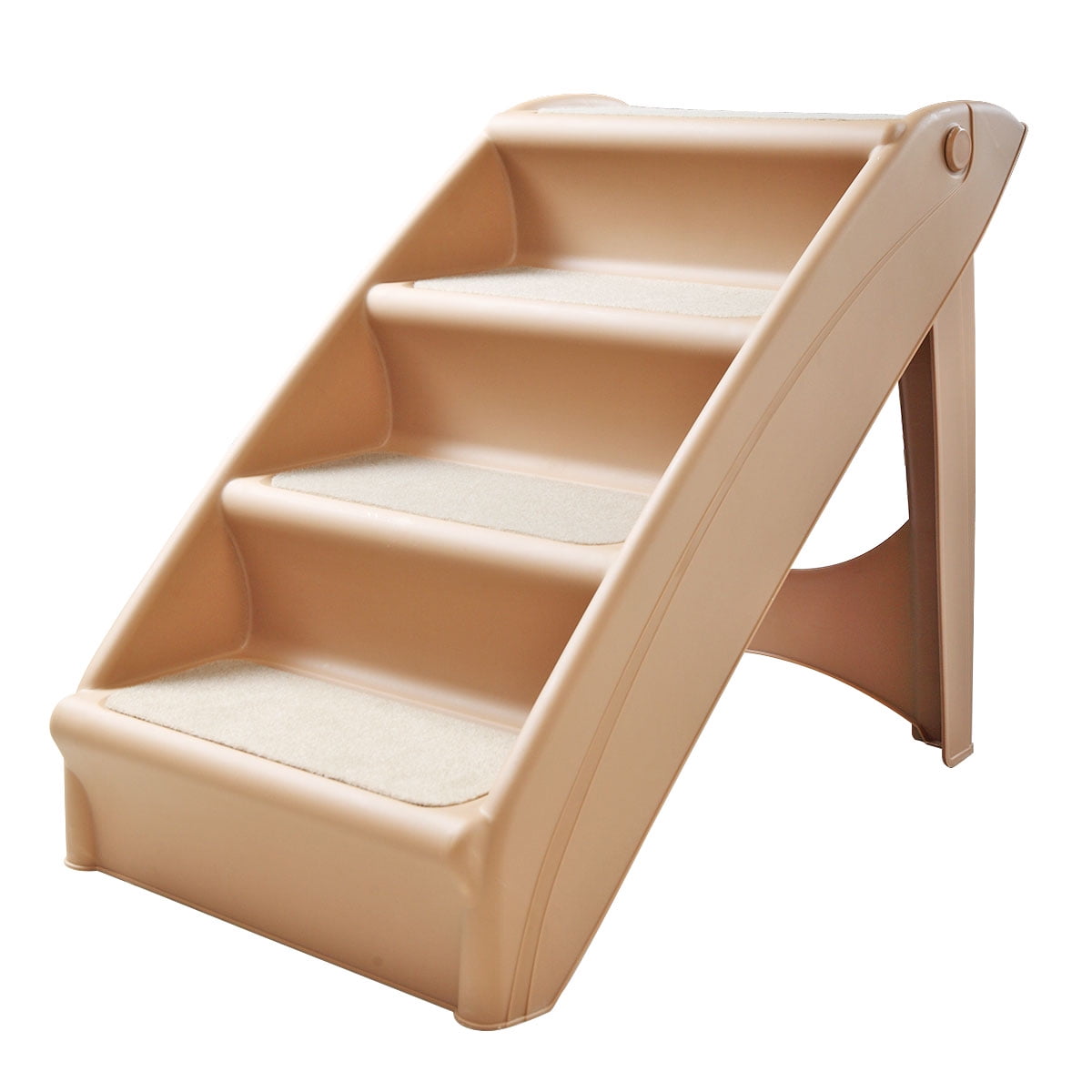 Kepooman Foldable Pet 4 Steps Stairs for Small Dog Puppy, Beige