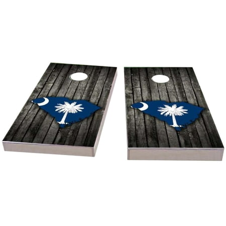 Skip s Garage South Carolina Wood Slate & Map Solid Wood Cornhole Board Set