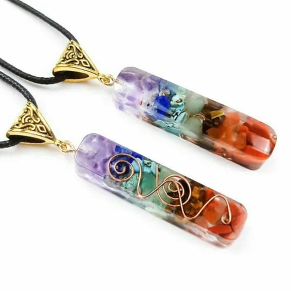 HOOUN 7 Chakra Orgone Energy Generator Pendant Copper Coil Orgonite Handmade Necklace-Small Size