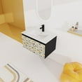 thumbnail image 2 of 30''Bathroom Floating Vanity with Ceramic Sink, Wall Mounted Bathroom Vanity with  Storage Cabinet, Modern Bathroom Sink Vanity Cabinet with Soft-Closing Door Hinges & Hidden Handle, Yellow +Black, 2 of 9