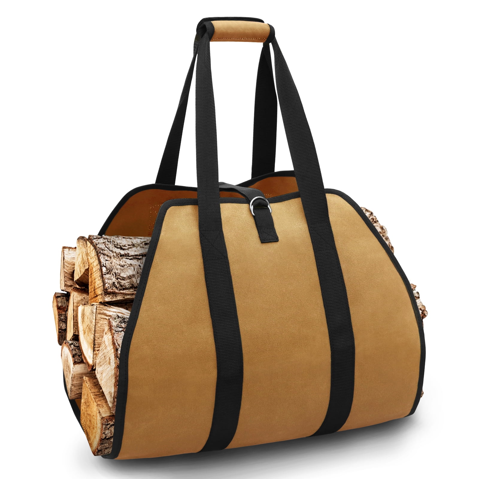 WHDZ Waxed Canvas Firewood Bag Carrier,Water Resistant Log Tote Wood