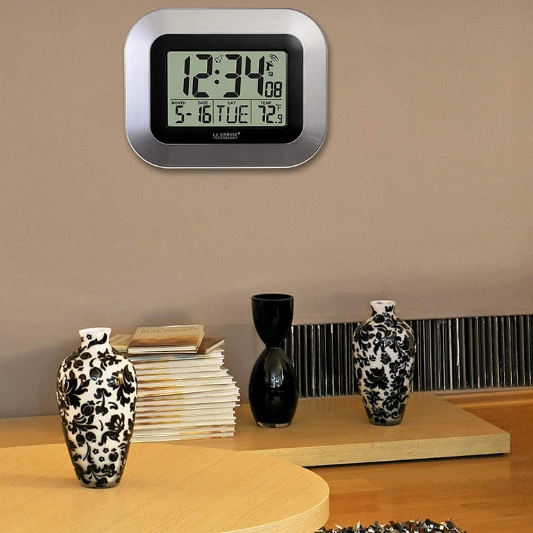 高音質16和音メロディー　スワロフスキー社製クリスタライズつき　掛時計 La Crosse WT-8005U-S Atomic Digital Wall Clock with Indoor Temp