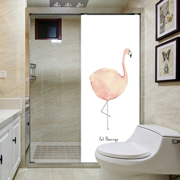 3D Stairs Art Door Sticker Painted Pink Flamingo , 2PCS Wall Decal Self-Adhesive Waterproof Removable Door Murals Wallpaper Home Decoration,SP-F653,S(38.5x200cmx2Pcs)