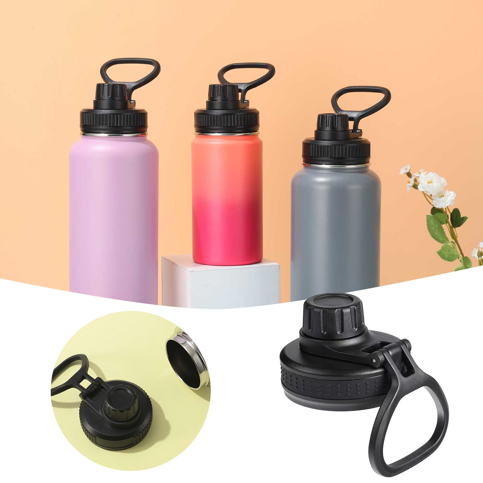 Replacement Lid Fits for Sports Water Bottles Wide Mouth, Spout Lid for Flask Wide Mouth Sport Water Bottles 12 16 18 22 32 40 64oz Wide Mouth Water Bottles 10PCS