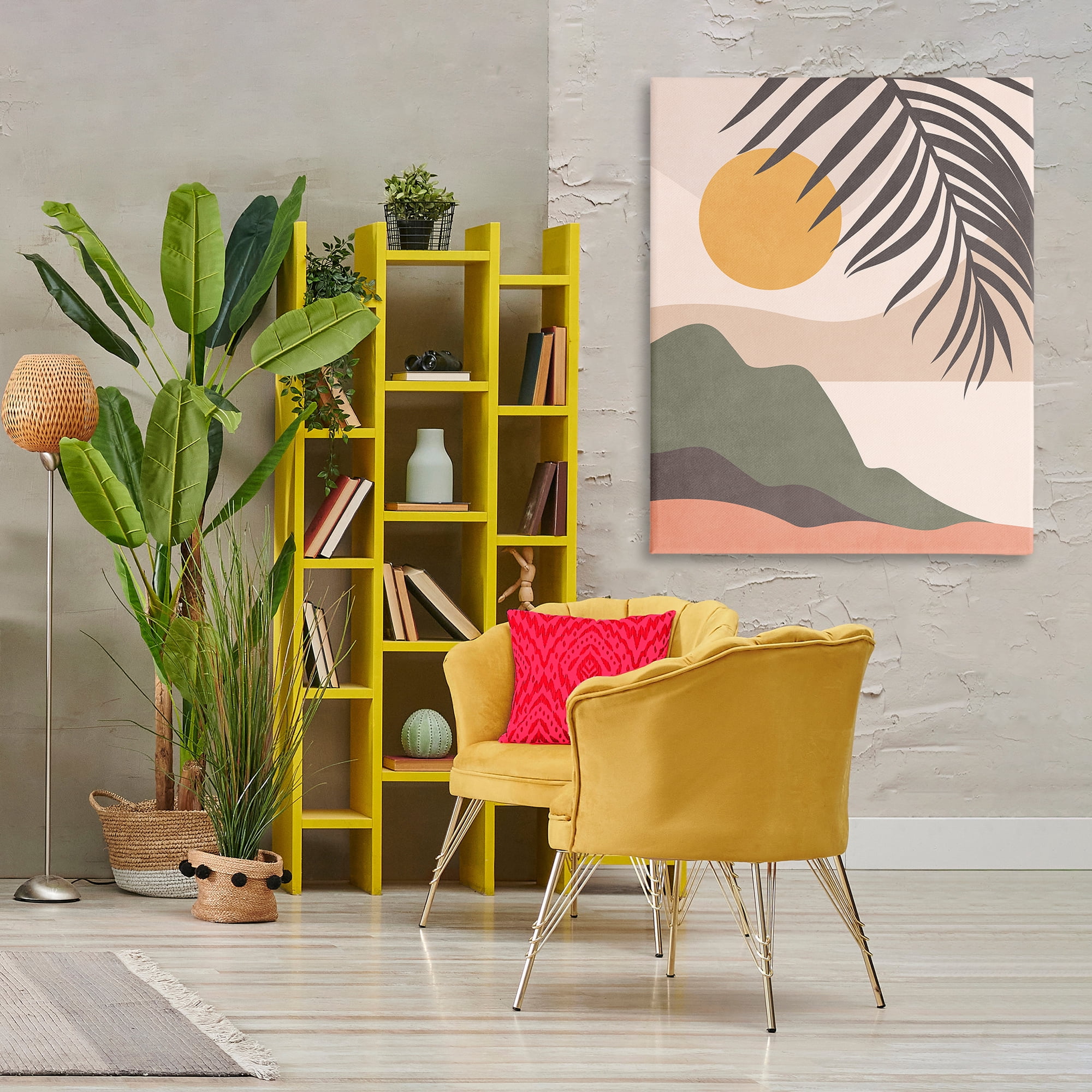 Stupell Industries Tropical Boho Scene Landscape & Nature Painting Wrapped Canvas Art Print Wall Art, 36 x 48