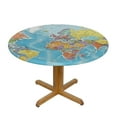 thumbnail image 3 of Sheronv World Map Countries Major Cities Round Table Cover Stain Resistant Washable Indoor Outdoor Tablecloth Kitchen Dining Wedding Parties 100% Polyester Waterproof Fabric Outdoor Fitted 42"-46, 3 of 8