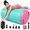 Green+Pink-3.3'L x 2'D, variant on Gymnastics Inflatable Air Roller with Pump, Carbon Fiber+Pink, 4'L x 2.5'D
