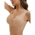 thumbnail image 4 of INSPIRE CHIC Women's Front Closure Full Coverage Vest Wirefree Wave Trim U Back Soft Bras Medium Light Pink, 4 of 4