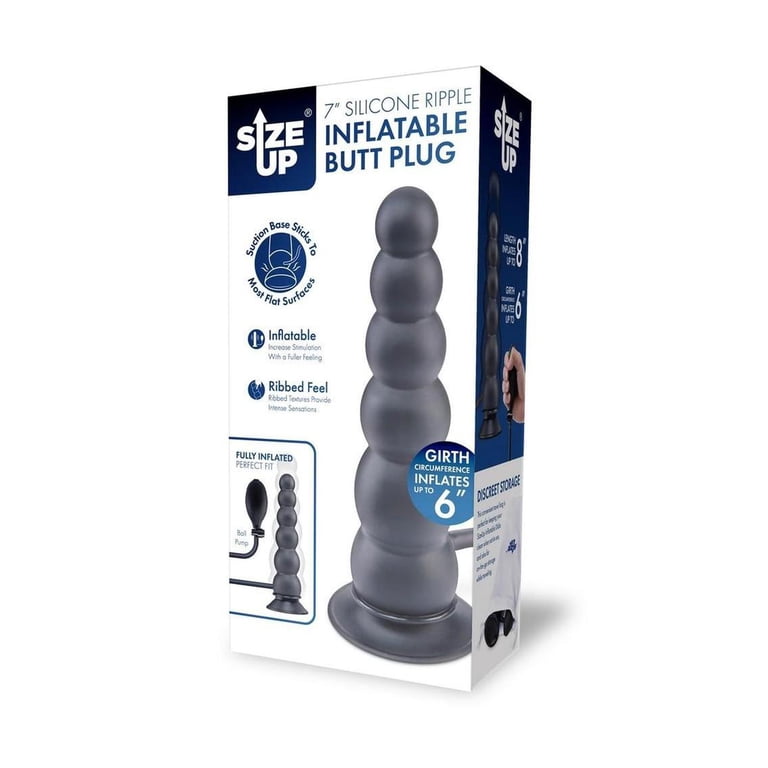 Size Up Ripple Inflatable 7" Silicone Anal Plug with Ball Pump, Black -  Walmart.com