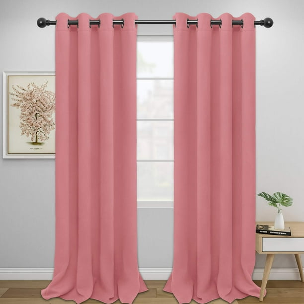 Cortinas Easy-Going Blackout con aislamiento térmico de 132 x 244 cm, color rosa