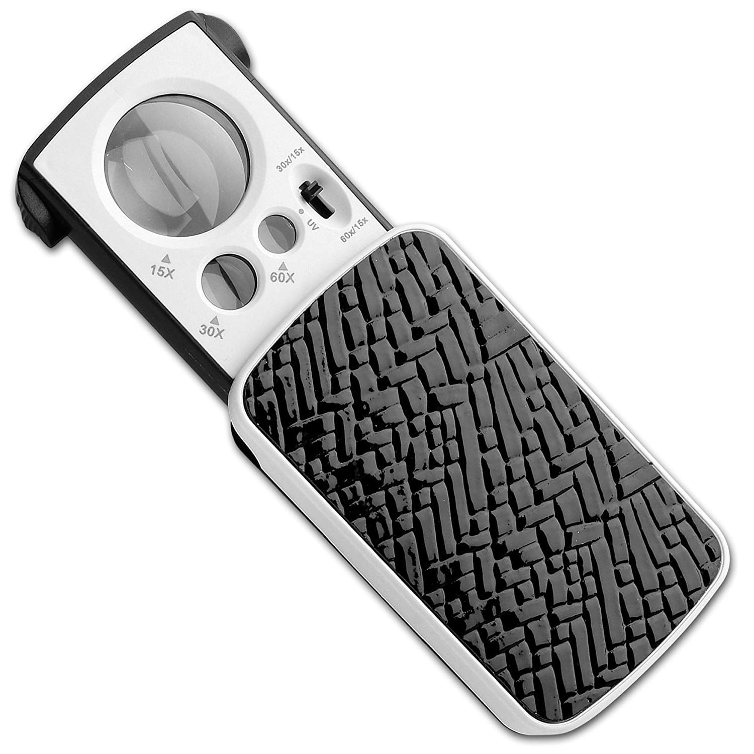 LED Lighted Slide Out Pocket Magnifying Glass - 30X, 60X and 90X Multi-Power Small Portable Loupe Magnifier with UV Black Light | Best for Jewelry, ...