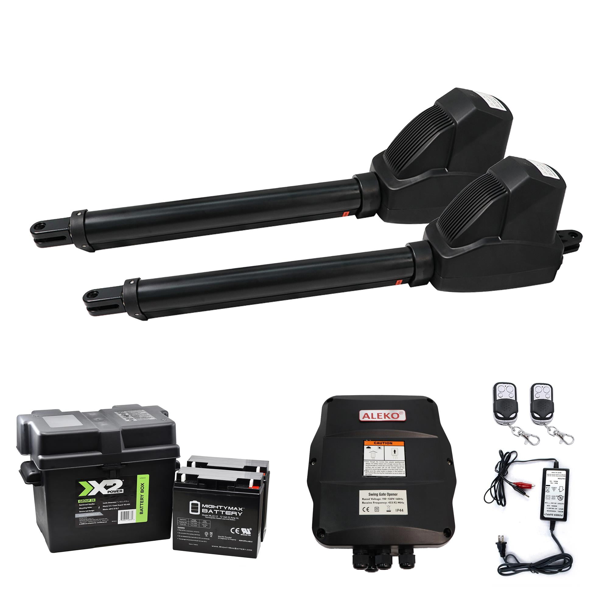 ALEKO Gate Opener for Dual Swing Gates up to 36 ft 1760 lb Back Up Kit