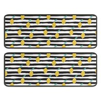 Kitchen Rugs Sets Of 2,Yellow Lemon Fruit Leaves BlackWhite Pattern Anti Fatigue Kitchen Mat Rugs Non Slip Washable,Decorative Kitchen Floor Mats for Kitchen,Sink,Laundry,17"x47" 17"x47"