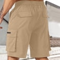 thumbnail image 4 of Men's Cargo Shorts Summer Oversized Pants Elastic Waist Large Size Outdoor Jogging Sweatpants Trend Multi Pockets Men Clothes Khaki L, 4 of 4