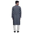 thumbnail image 3 of Atasi Ensemble Kurta Pyjama en Rayonne à Manches Longues Imprimé Asymétrique à Boutons, 3 of 4