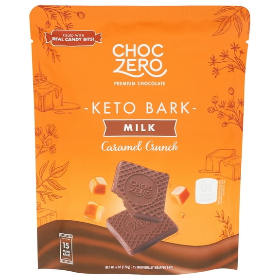 (Pack of 12), Choczero Caramel Crunch Keto Bark Milk Chocolate, 6 oz