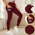 thumbnail image 2 of Women's Joggers Pants With Pocket Lightweight Athletic Leggings Tapered Lounge Pants For Workout, Yoga,Fitness Running Yoga Athletic Pants Burgundy, 2 of 9