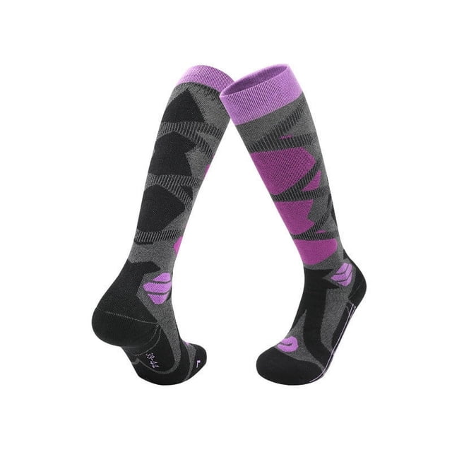 Calcetines de esquí de lana gruesa para hombre y mujer, largos y cálidos, con fondo de toalla, para deportes de nieve