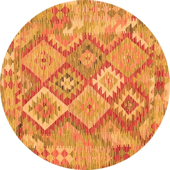 Ahgly Company Indoor Round Abstract Orange Contemporary Area Rugs, 8' Round
