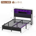 thumbnail image 3 of Homieasy Full Platform Bed with Bookcase Headboard and LED Light, Black, 3 of 8