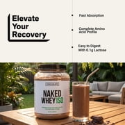 Naked Chocolate Whey Isolate Protein - Only 6 Ingredients, 30g Grass-Fed Protein, Undenatured, No GMO, No Soy, Gluten-Free, No Preservatives - 24 Servings