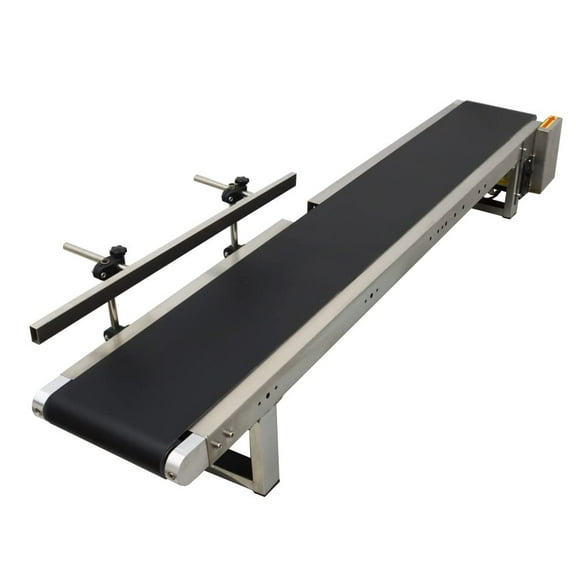 EQCOTWEA 59"*7.8" Desktop PVC Conveyor Belt Industrial Transport with Single Guardrail Stainless Steel