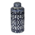 thumbnail image 3 of CC Home Furnishings Small Geometric Round Lidded Jar - 13.75" - Blue and White, 3 of 7
