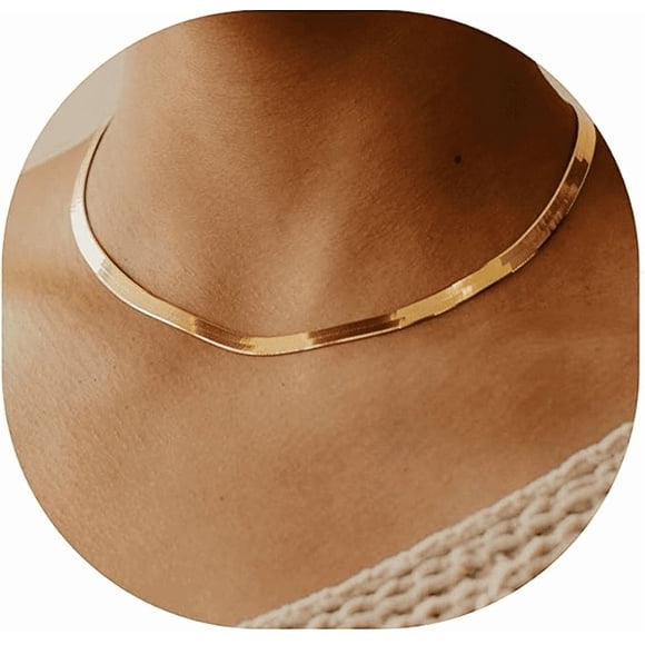 Collares de oro de 14 quilates para mujer, delicado collar de espiga de oro para mujer, cadena de serpiente Xtellar dorado