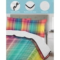 thumbnail image 4 of Colorful Plaid Full Size Down Alternative Comforter, Lightweight Comforter Quilt Bedding Set with Pillow Shams Modern Chic Rainbow Gradient Striped All Seasons Bed Comforter Duvet Insert 78"x90", 4 of 7