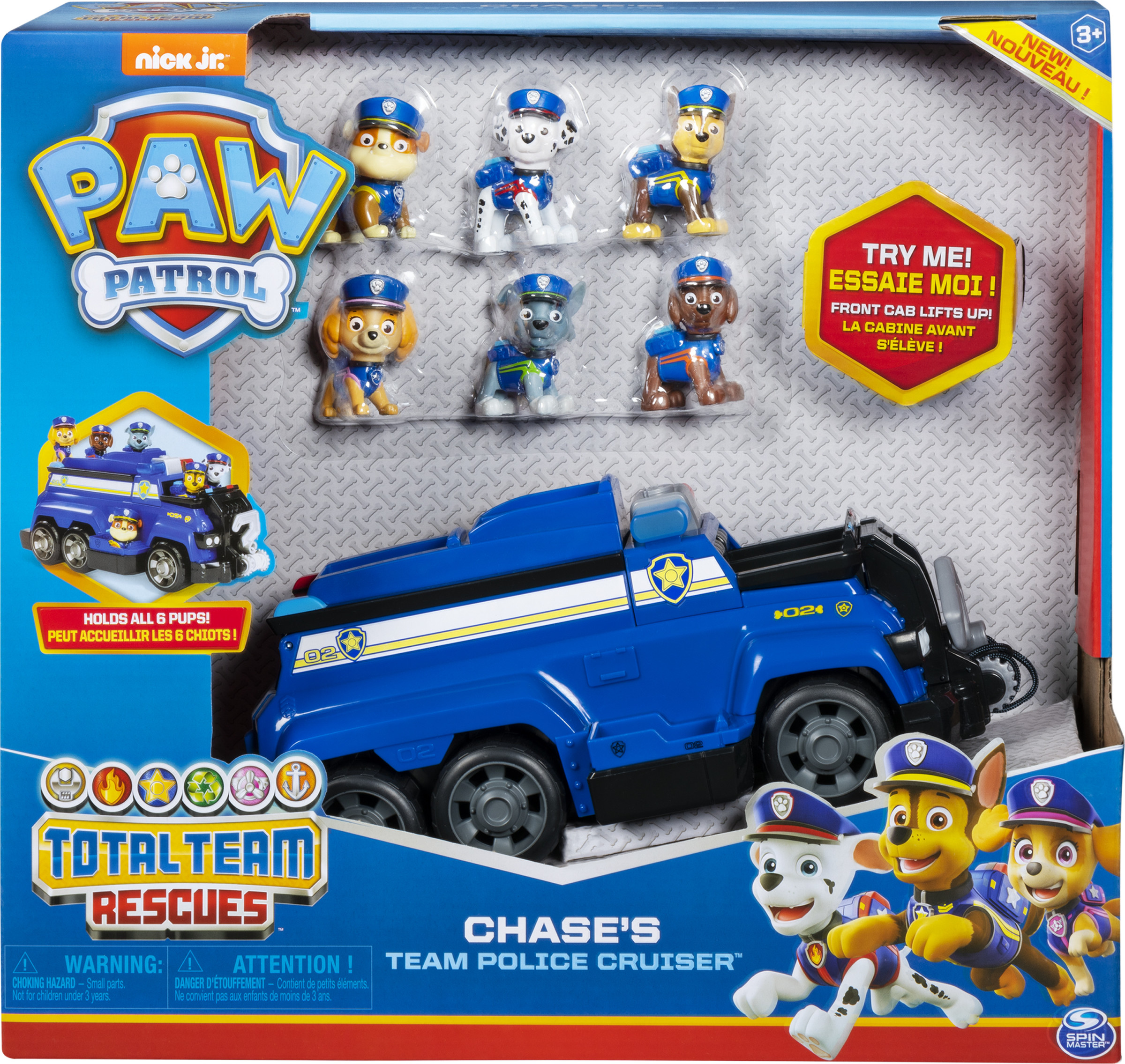 PAW Patrol, Chase’s Total Team Rescue Police Cruiser Vehicle with 6 Pups, for Kids Aged 3 and Up - image 2 of 8
