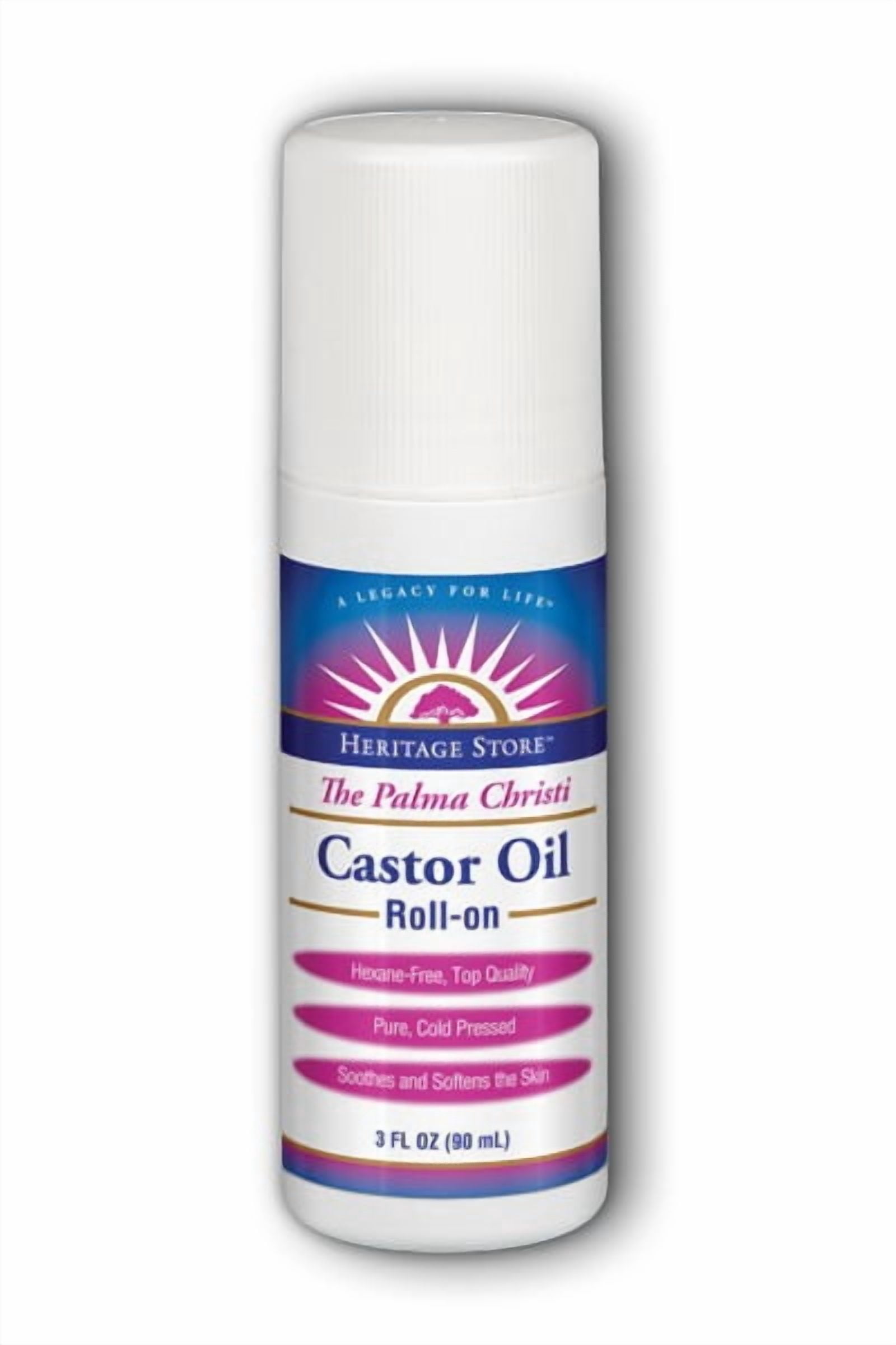 HERITAGE STORE Castor Oil Roll On Nourishing Treatment - Targeted Hydration for Skin Care, Hair Care, Quick and Easy Castor Oil Pack Wrap - Hexane Free, Vegan, Cruelty Free, 60-Day Guarantee, 3oz