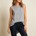 thumbnail image 6 of NTACZA Solid Casual Womens Tank Tops Crew Neck Sleeveless High Low Asymmetrical Split Hem Vacation Relaxed Size M, 6 of 8