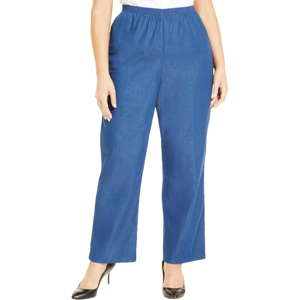 Alfred Dunner - Alfred Dunner Womens Plus Denim Flat Front Casual Pants ...