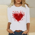 thumbnail image 2 of ZHYou Valentine's Day T-Shirts for Women 3/4 Sleeve Valentine's Day Printed V-Neck Loose Fit Casual Soft Spring Summer Tops,White,XL, 2 of 4