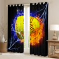 thumbnail image 2 of Homewish Boys Ball Game Black Out Curtains,Tennis Sport Theme Curtains Pack of 2 (42x63 Each),Yellow Orange Black Bedroom Curtains For Boys Kids,Breathable Home Decor, 2 of 6