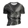 thumbnail image 3 of Men's Halloween Skull Patchwork Graphic T-Shirt Crew Neck Short Sleeve Casual Streetwear Top, 3 of 6
