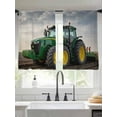 thumbnail image 3 of Farm Tractor Semi Sheer Curtains 45 Inch Length 2 Panels Set, Green Truck Country Rustic Field Harvester Sheer Kitchen Curtain Privacy Voile Window Curtain for Living Room Bedroom Rod Pocket Drapes, 3 of 7