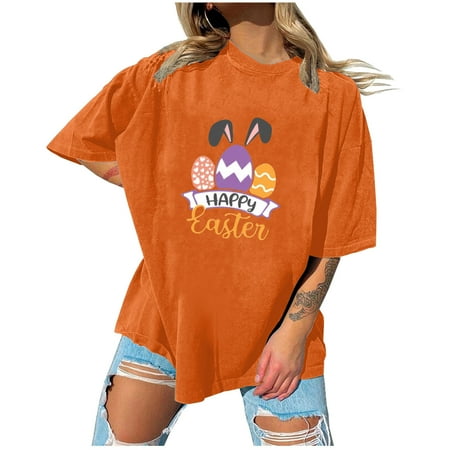 

Dolkfu Easter Scrub Tops Women Women s Easter Printed Casual Round Neck Short Sleeve Pullover