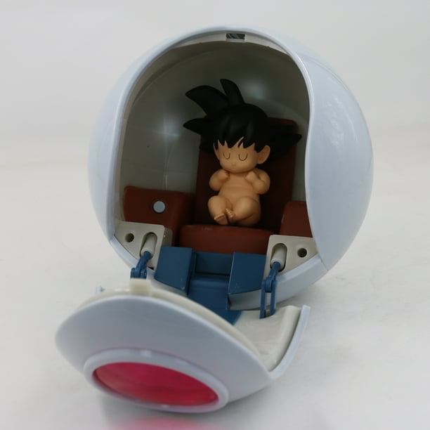 Figura de Dragon Ball de Anime de 18cm, Super Saiyan Goku Vegeta, cápsula espacial, nave espacial, decoración luminosa, adornos, colección, juguete para regalo