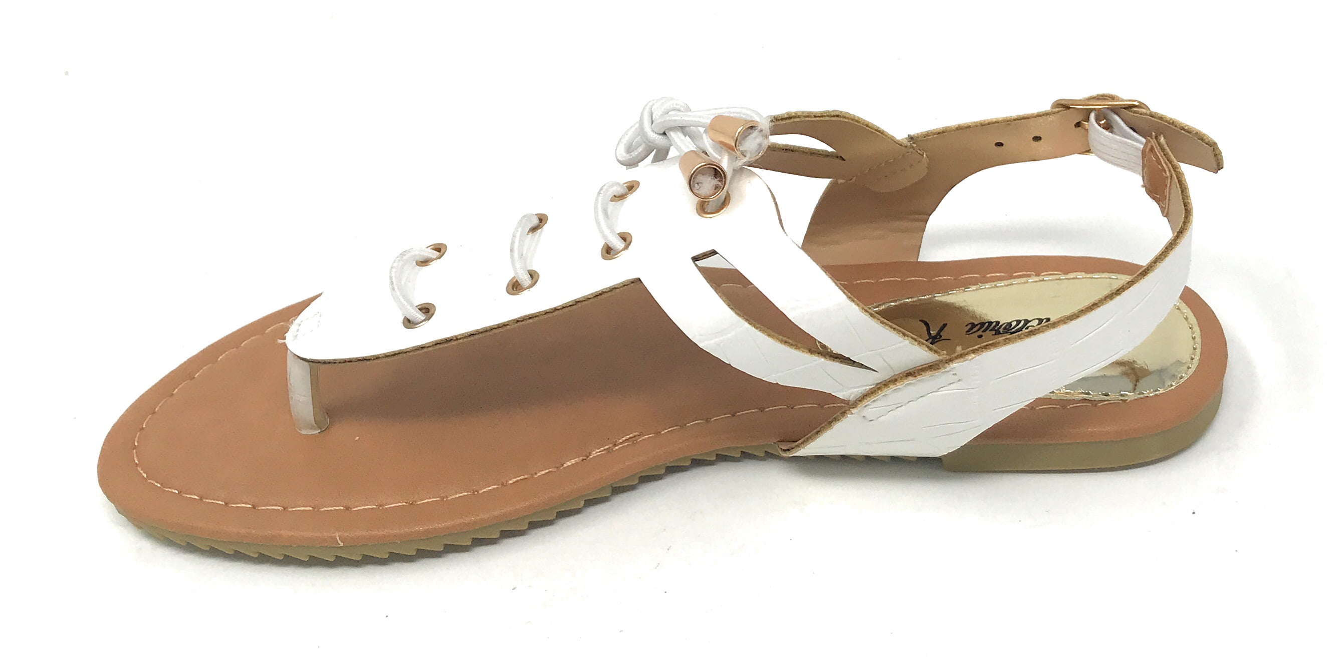 Victoria K Women's Laceup Faux Snake Skin With Side Buckle Sandals
