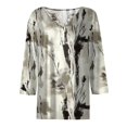thumbnail image 5 of WTOBBY Women's Henley Neck Ribbed Knit Top Floral Print 3/4 Sleeve Button-Down Tunic Casual V-Neck T-Shirt Relaxed Fit Comfortable Wear,Light Gray 2XL, 5 of 5