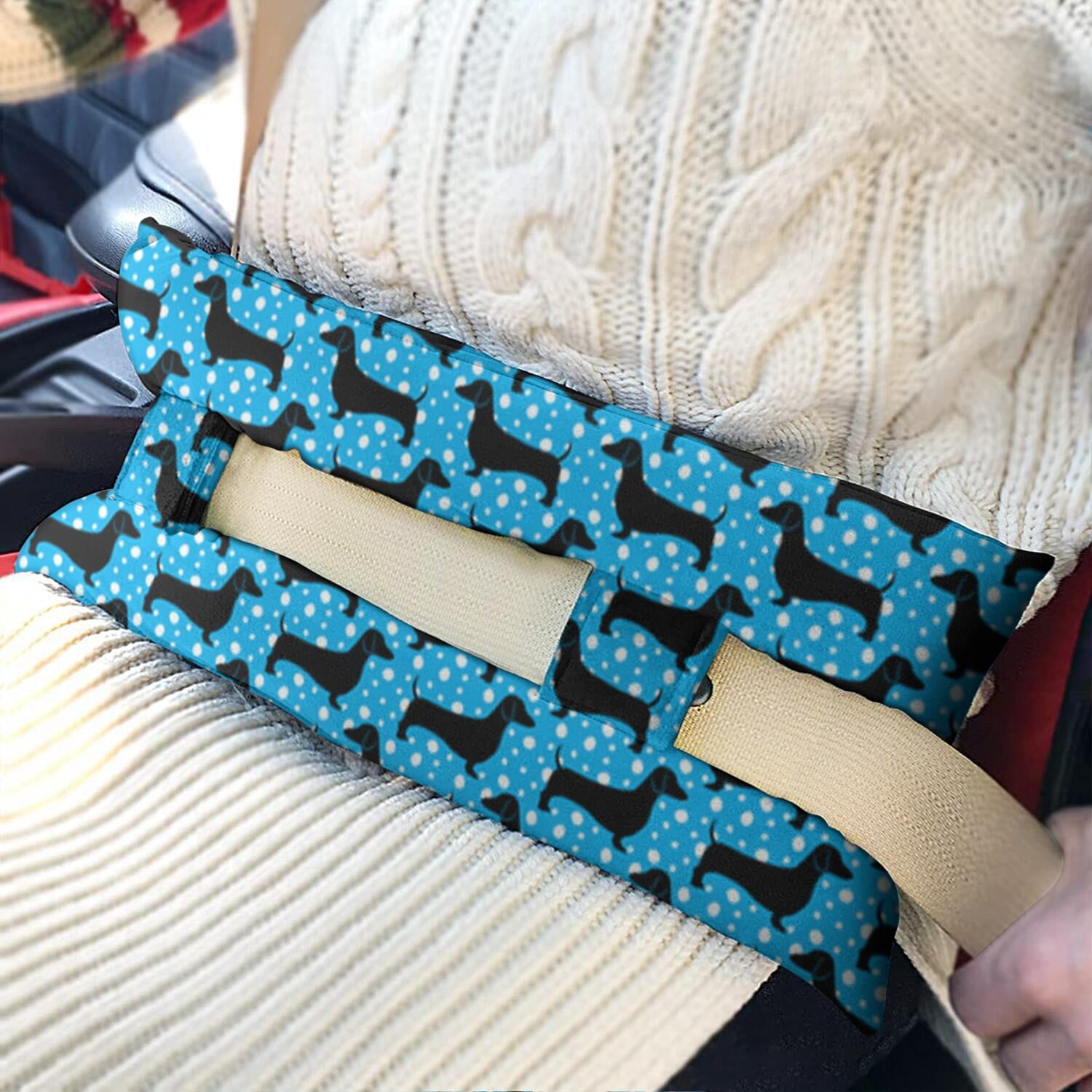 Cartoon Puppy Themed Mastectomy Pillow for Car - Post Surgery Seatbelt Cushion - Soft Chest Protector After Breast Surgery