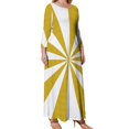 thumbnail image 2 of Large Size Aesthetic Sand Yellow And White Sunburst Long Sleeved Dress Women Dress for Parties Elegant Chic Evening Dresses, 2 of 7