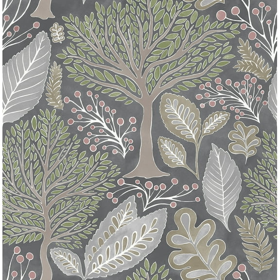 Advantage Kiah Grey Forest Wallpaper