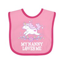 Inktastic My Nanny Loves Me Girl Unicorn Girls Baby Bib