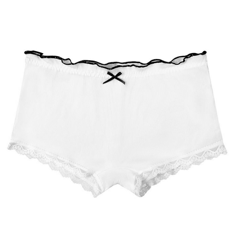 Avamo Women Comfy Plain Panties Home High Waist Boxer Briefs White L 