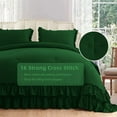 thumbnail image 3 of 1 Piece Luxury 5 Inch Two Layer Ruffle Comforter 550 GSM All Season (Twin/Twin XL Size) Premium Super Soft - 800 TC, 100% Egyptian Cotton- Solid Green Colour, 3 of 7