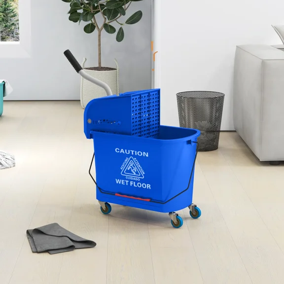 Clean the mop bucket, the mop bucket with a wringer, the wheel-mop bucket, durable for floor cleaning, capable of separating dirty water and clean water.