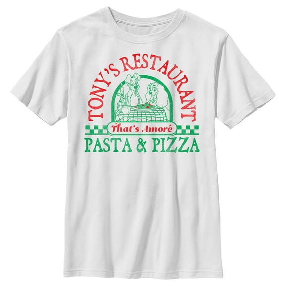 Boy's Lady and the Tramp Tony's Pasta & Pizza Restaurant Graphic Tee White Medium